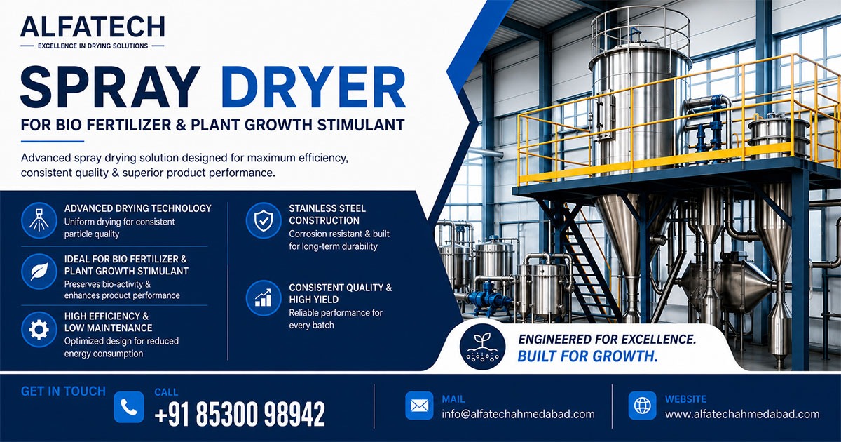 Spray Dryer for Bio Fertilizer & Plant Growth Stimulant Manufacturing in India
