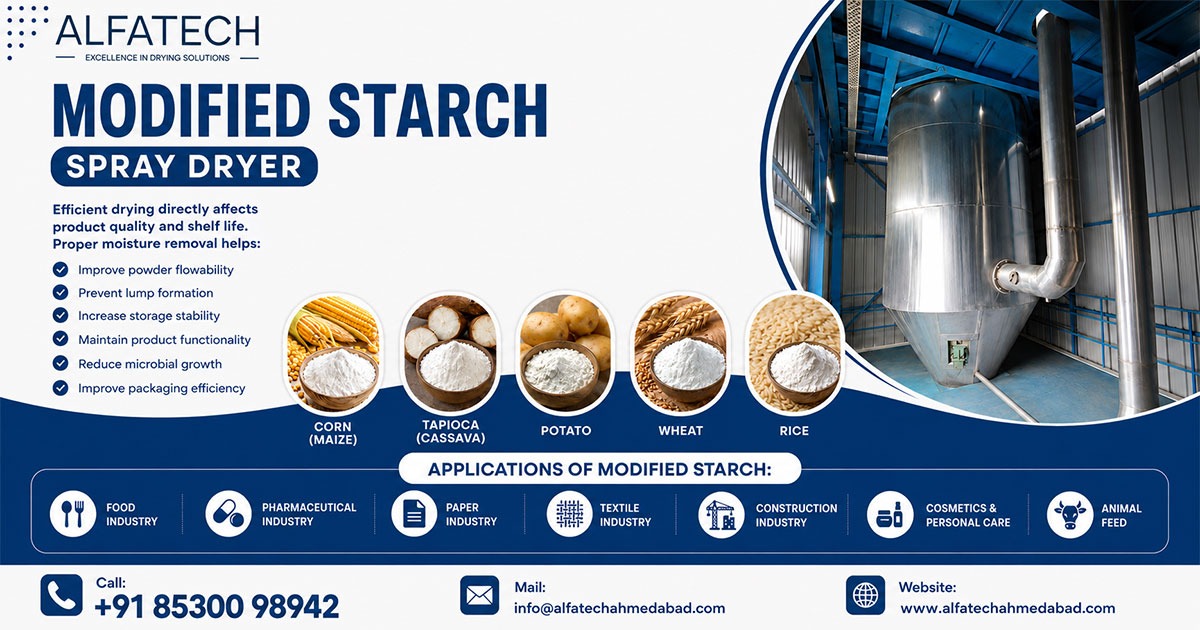 Modified Starch Spray Dryer Manufacturer in India