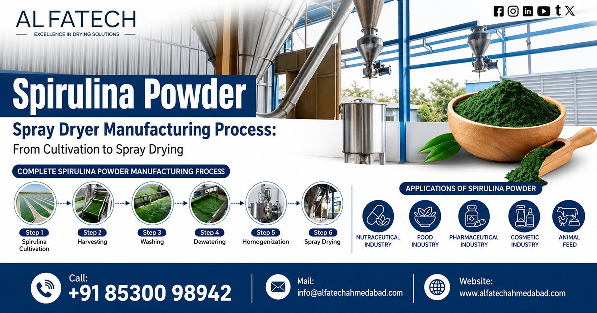 Spirulina Powder Spray Dryer Manufacturer in India