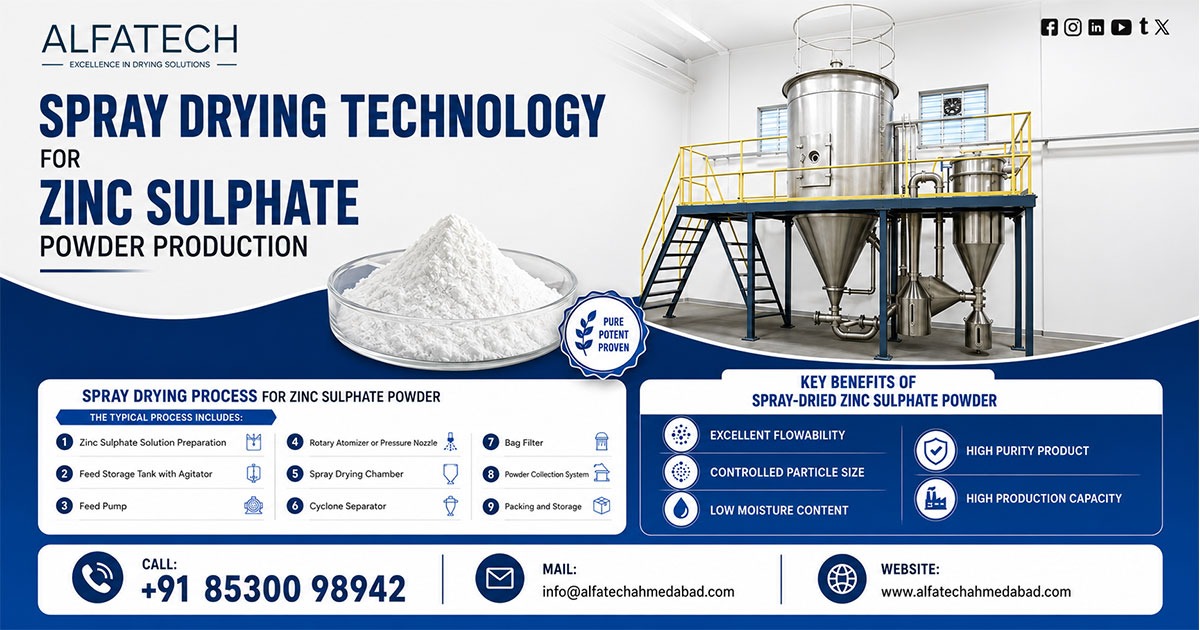 Spray Drying Technology for Zinc Sulphate Powder Production in India