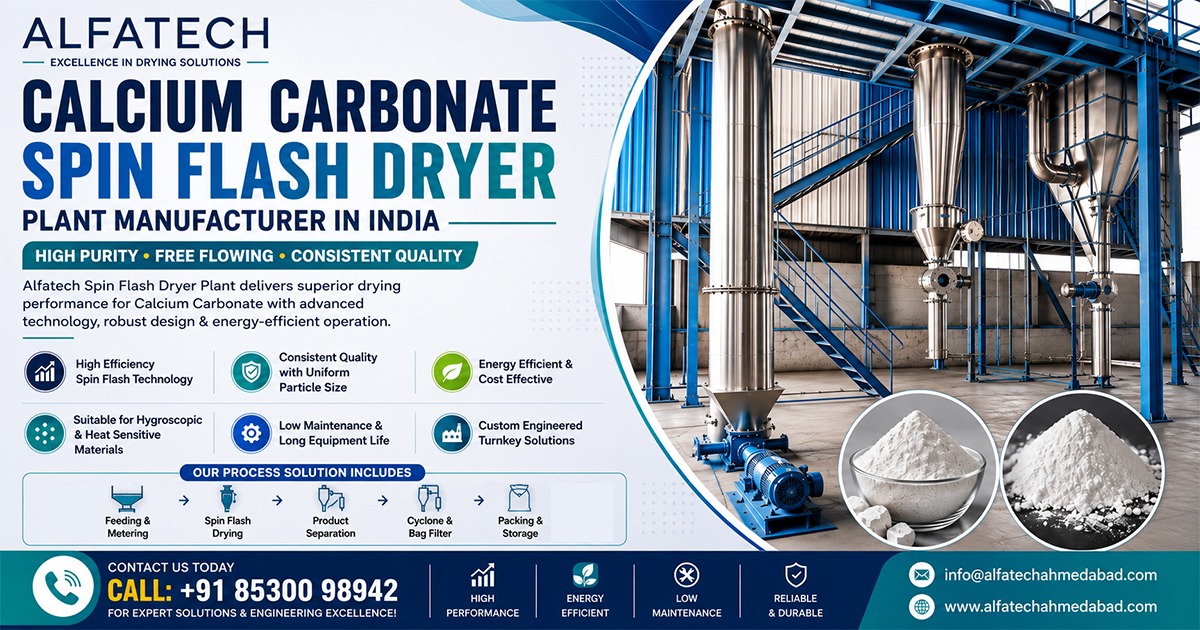 Calcium Carbonate Spin Flash Dryer Plant Manufacturer in India