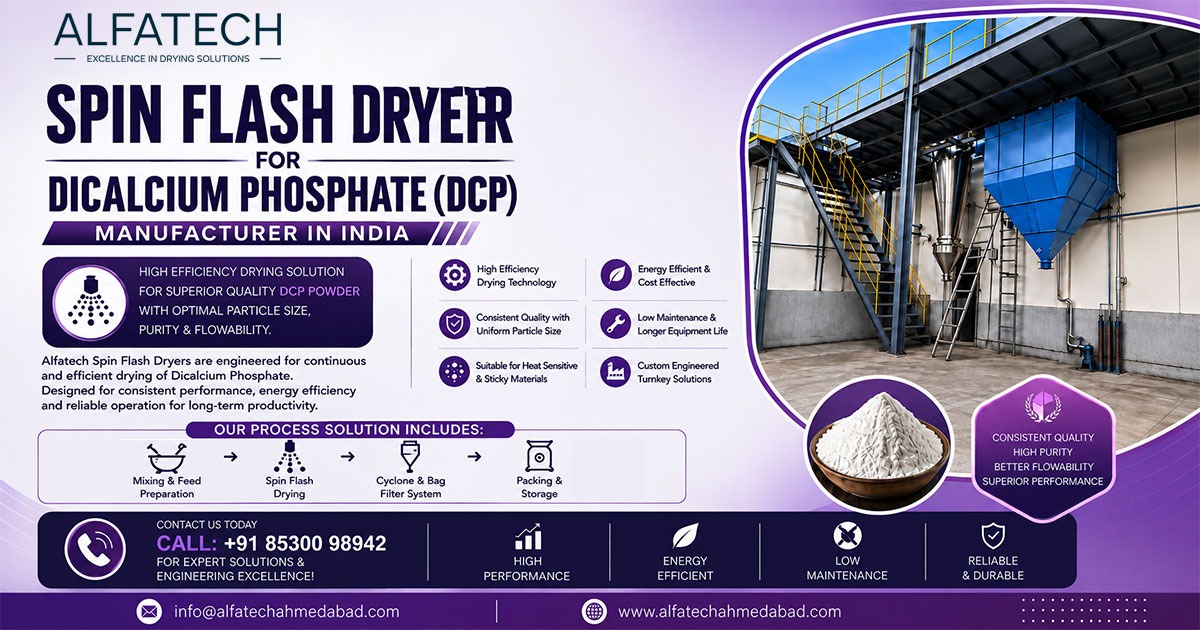 Spin Flash Dryer for Dicalcium Phosphate in India