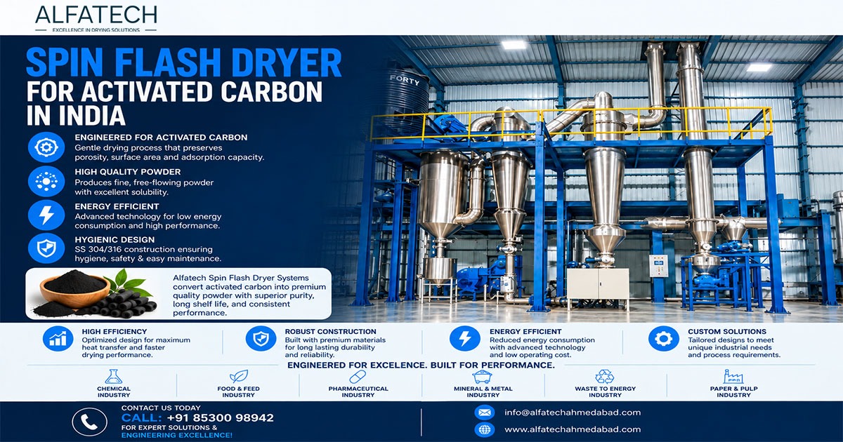 Spin Flash Dryer for Activated Carbon in India