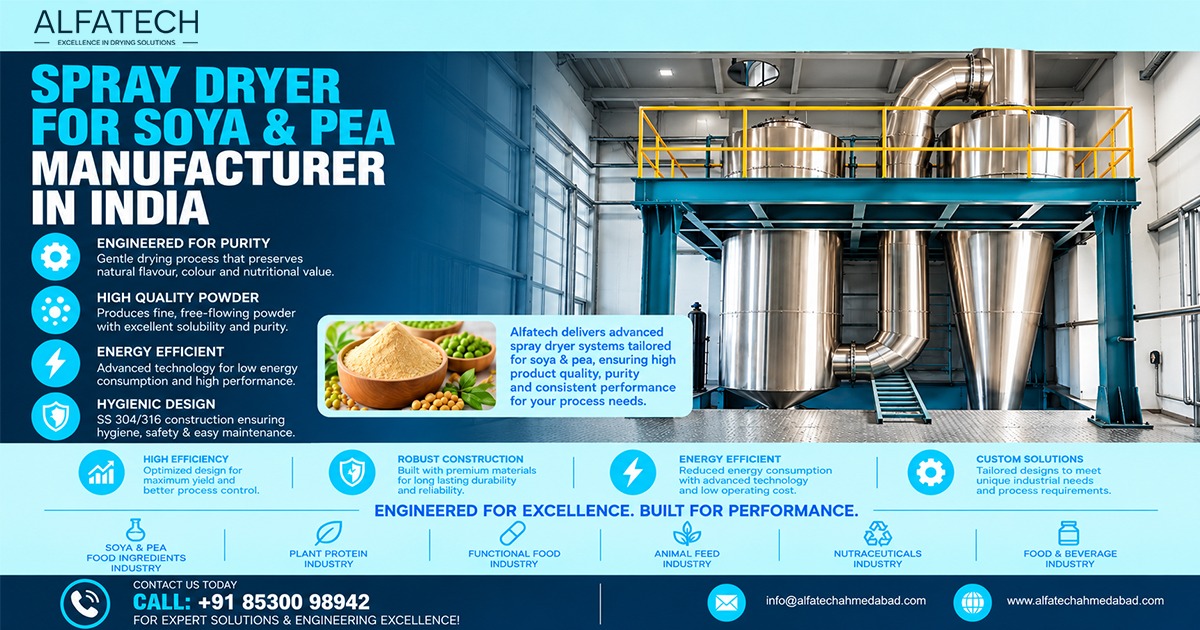 Spray Dryer for Soya and Pea Manufacturer in India