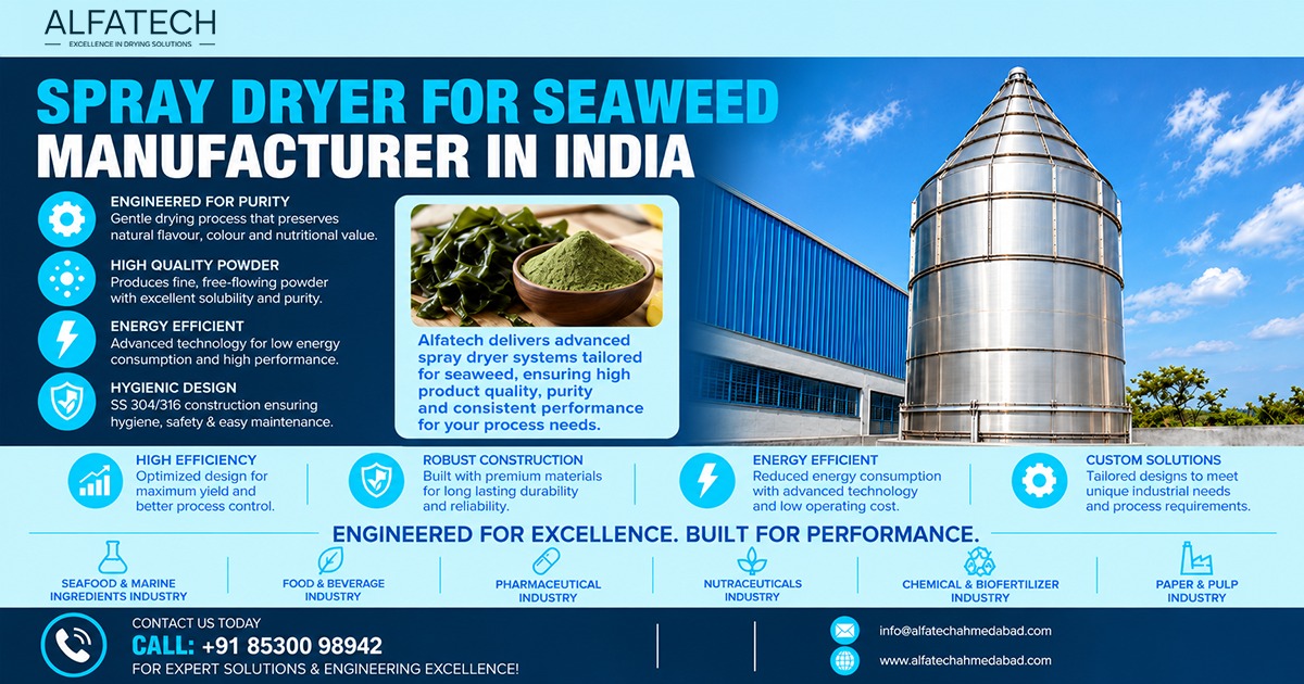 Spray Dryer for Seaweed Manufacturer in India